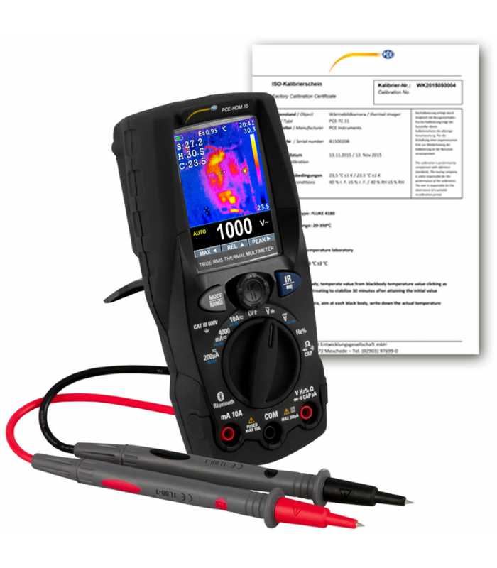PCE Instruments PCE-HDM 15 [PCE-HDM 15-ICA] Digital Multimeter with Thermal Imager & ISO Calibration Certificate -20 to 260°C (-4 to 500°F)